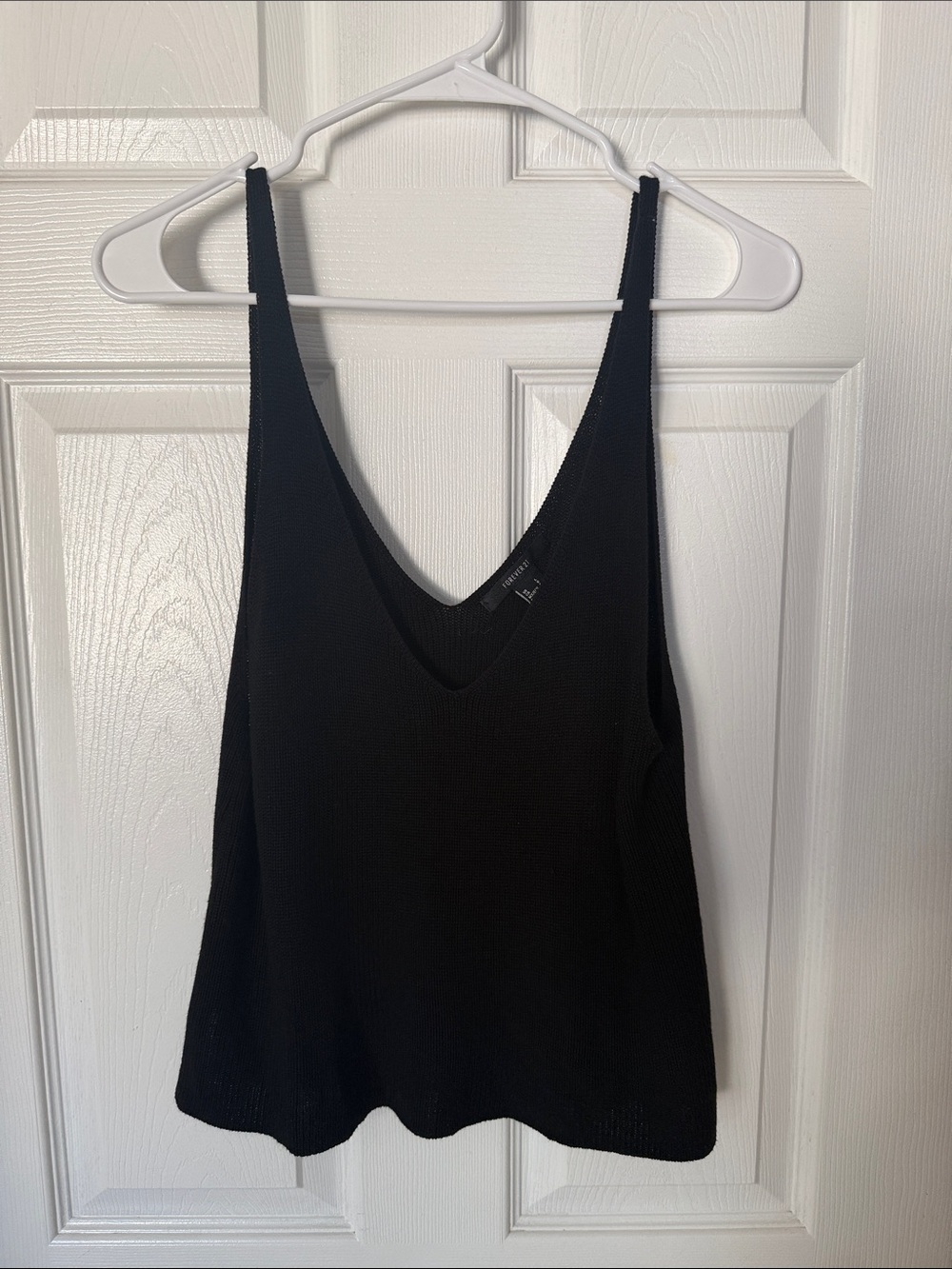 Black Ribbed V-Neck Tank Top